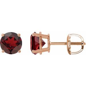14K Rose 6 mm Natural Mozambique Garnet Stud Earrings