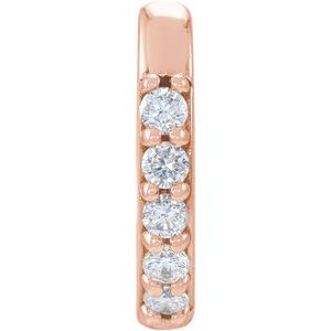 14K Rose .04 CT Natural Diamond Single 10 mm Huggie Earring