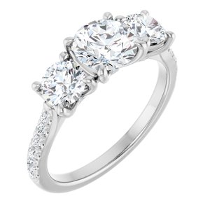 Platinum 6.5 mm Forever One™ Near Colorless Lab-Grown Moissanite & 1/6 CTW Natural Diamond Engagement Ring