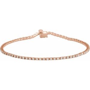 14K Rose 1 CTW Natural Diamond Line 7 1/4" Bracelet