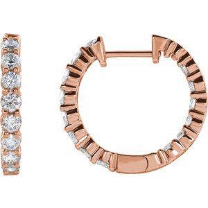 14K Rose 1 CTW Lab-Grown Diamond Inside-Outside Hinged 19.3 mm Hoop Earrings