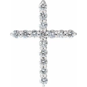 14K White 1/2 CTW Natural Diamond Cross Pendant