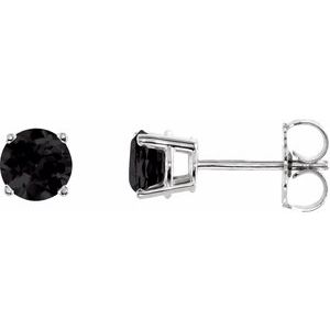 14K White 5 mm Natural Black Onyx Stud Earrings