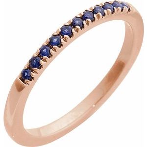 14K Rose Lab-Grown Blue Sapphire Ring