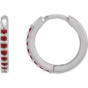 Sterling Silver Lab-Grown Ruby 12.5 mm Huggie Earring