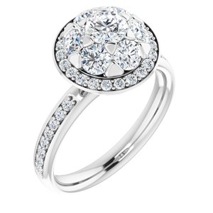 14K White 1 1/3 CTW Natural Diamond Engagement Ring