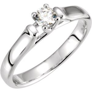 14K White 1/2 CTW Natural Diamond Solitaire Engagement Ring