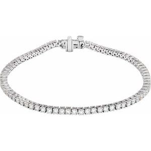 14K White 3 CTW Lab-Grown Diamond Line 7" Bracelet