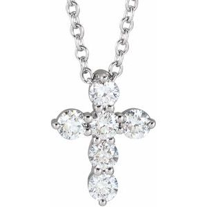 Platinum 1/4 CTW Natural Diamond Cross 16-18" Necklace