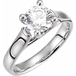 10K White 1/4 CTW Natural Diamond Round Solitaire Engagement Ring