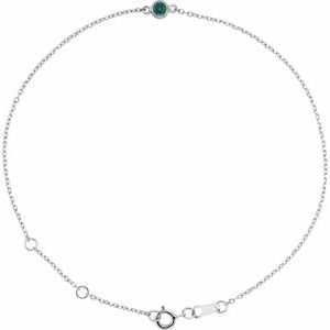 14K White Lab-Grown Alexandrite Bezel-Set Solitaire 6 1/2-7 1/2" Bracelet