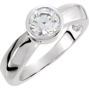 10K White 5.25 mm Round Cubic Zirconia Solitaire Engagement Ring