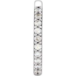 Platinum .08 CT Natural Diamond Single 15 mm Huggie Earring