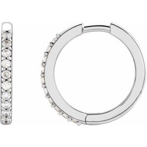 Sterling Silver 1/6 CTW Natural Diamond 15 mm Huggie Earrings