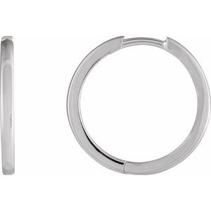 14K White Hinged 18 mm Hoop Earrings