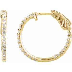 14K Yellow 1 CTW Natural Diamond Inside-Outside 26.5 mm Hinged Hoop Earrings