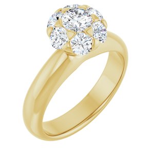 18K Yellow Round Natural Diamond Natural Diamond