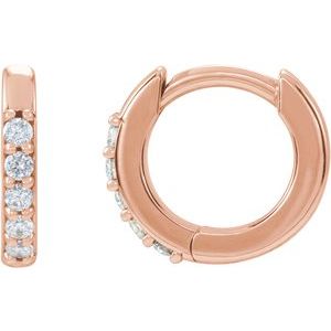 14K Rose .08 CTW Natural Diamond 10 mm Huggie Earrings