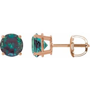 14K Rose 6 mm Lab-Grown Alexandrite Stud Earrings