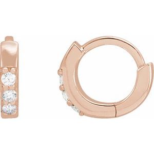14K Rose .05 CTW Diamond 8 mm Huggie Earrings