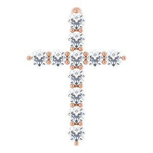 14K Rose 1/4 CTW Lab-Grown Diamond Cross Pendant