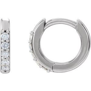 Platinum .08 CTW Natural Diamond 10 mm Huggie Earrings