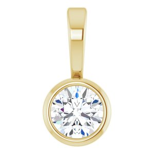 14K Yellow .06 CT Natural Diamond Bezel-Set Solitaire Pendant