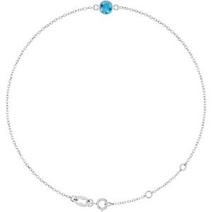 14K White Natural Blue Zircon 6 1/2-7 1/2" Bracelet