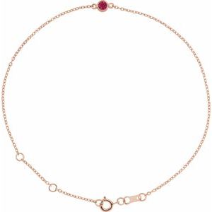 14K Rose Natural Ruby Bezel-Set Solitaire 6 1/2-7 1/2" Bracelet