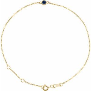 14K Yellow Natural Blue Sapphire Bezel-Set Solitaire 6 1/2-7 1/2" Bracelet