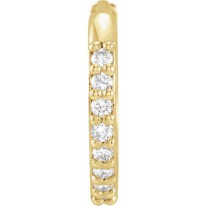 14K Yellow .07 CT Natural Diamond Single 12.5 mm Huggie Earring