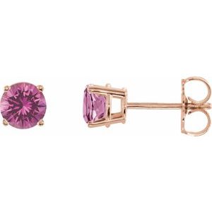 14K Rose 5 mm Natural Pink Sapphire Stud Earrings