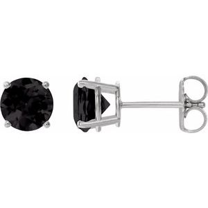 Sterling Silver 7 mm Natural Black Onyx Stud Earrings