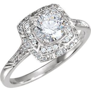 10K White 5.75 mm Round 1 CTW Natural Diamond Engagement Ring