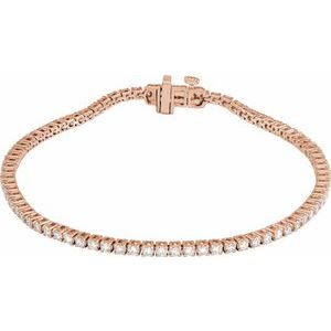 14K Rose 2 CTW Lab-Grown Diamond Line 7" Bracelet
