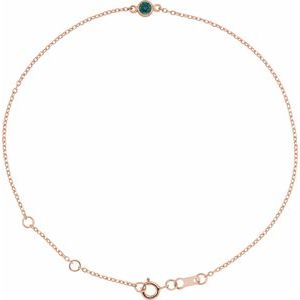 14K Rose Lab-Grown Alexandrite Bezel-Set Solitaire 6 1/2-7 1/2" Bracelet