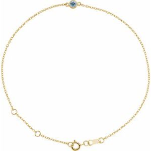 14K Yellow Natural Aquamarine 6 1/2-7 1/2" Bracelet