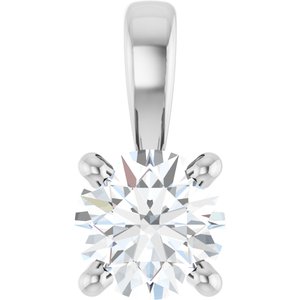 14K White 1/4 CT Lab-Grown Diamond Pendant