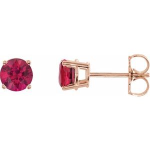 14K Rose 5 mm Natural Ruby Stud Earrings