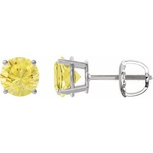 14K White 8 mm Lab-Grown Yellow Sapphire Stud Earrings