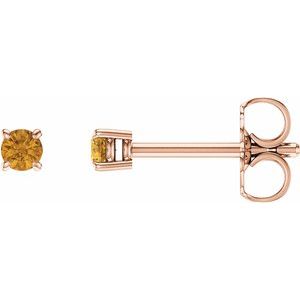 14K Rose 2.5 mm Natural Citrine Stud Earrings