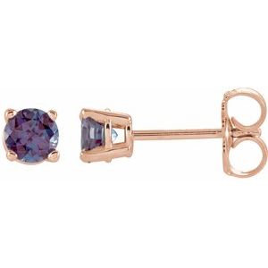 14K Rose 2.5 mm Lab-Grown Alexandrite Stud Earrings