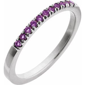 14K White Natural Amethyst Ring