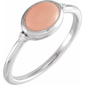 Platinum Natural Pink Coral & .03 CTW Natural Diamond Ring
