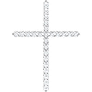 14K White 1 CTW Lab-Grown Diamond Cross Pendant