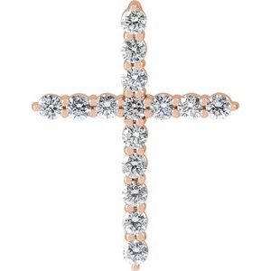 14K Rose 1/2 CTW Lab-Grown Diamond Cross Pendant