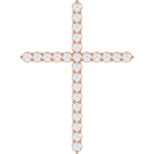 14K Rose 1 CTW Natural Diamond Cross 16-18" Necklace