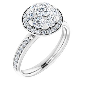 14K White 1 1/8 CTW Natural Diamond Engagement Ring