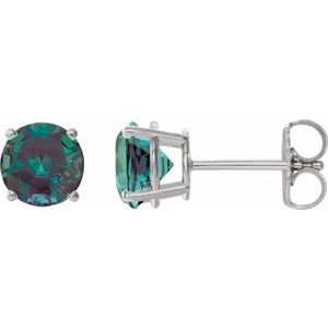 14K White 8 mm Lab-Grown Alexandrite Stud Earrings