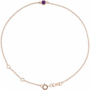 14K Rose Natural Amethyst 6 1/2-7 1/2" Bracelet
